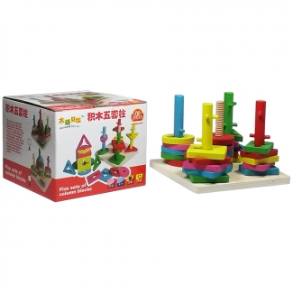 Five Set of Columns - Wooden Educational Toy for Observation and Coordination Price in Pakistan | LAPTAB