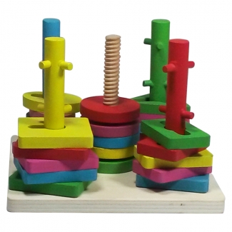 Five Set of Columns - Wooden Educational Toy for Observation and Coordination Price in Pakistan | LAPTAB