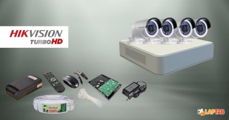 HIKVISION CCTV System with 4 Cameras, 720p, HDMI/VGA/Network, 180m Cable, Power Supply Price in Pakistan | LAPTAB