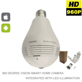 Wi-Fi Light Bulb Camera with HD 360? Panoramic View, Motion Alert, and Memory Card Recording Price in Pakistan | LAPTAB