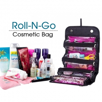 Roll N Go Cosmetic Bag Waterproof Roll-Up Organizer with 4 Zipped Compartments and Hanging Loop Price in Pakistan | LAPTAB