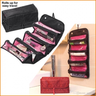 Roll N Go Cosmetic Bag Waterproof Roll-Up Organizer with 4 Zipped Compartments and Hanging Loop Price in Pakistan | LAPTAB