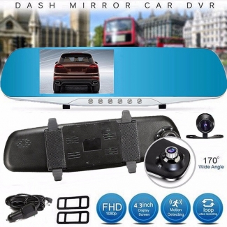 Full HD 1080p Dual Camera Rearview Mirror Dash Cam with Front and Rear Recording Price in Pakistan | LAPTAB