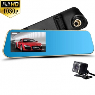 Full HD 1080p Dual Camera Rearview Mirror Dash Cam with Front and Rear Recording Price in Pakistan | LAPTAB