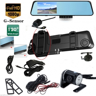 Full HD 1080p Dual Camera Rearview Mirror Dash Cam with Front and Rear Recording Price in Pakistan | LAPTAB