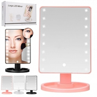 Large LED Makeup Mirror with 16 Touchscreen LEDs, 360? Rotation, HD Glass Price in Pakistan | LAPTAB