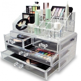 Acrylic Cosmetic Makeup Organizer Jewelry Box with 16 Sections, Brush Holders, and Small Drawers Price in Pakistan | LAPTAB