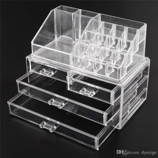 Acrylic Cosmetic Makeup Organizer Jewelry Box with 16 Sections, Brush Holders, and Small Drawers Price in Pakistan | LAPTAB