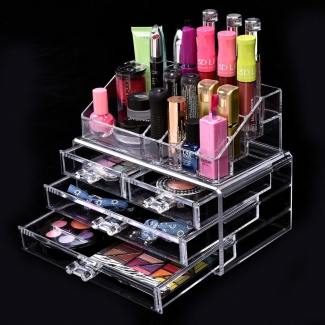 Acrylic Cosmetic Makeup Organizer Jewelry Box with 16 Sections, Brush Holders, and Small Drawers Price in Pakistan | LAPTAB