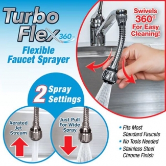 Turbo Flex 360 Faucet Sprayer with Jet Stream and Wide Angle Spray, Fits Most Faucets Price in Pakistan | LAPTAB