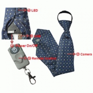 Neck Tie Camera with 1280x960 AVI Video, 2-Hour Battery, Remote Control, 4GB Memory