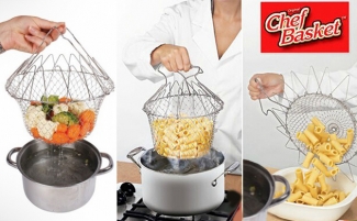 Chef Basket Steamer 12-in-1 Stainless Steel Kitchen Tool for Frying, Steaming, Boiling, and Cleaning Vegetables Price in Pakistan | LAPTAB