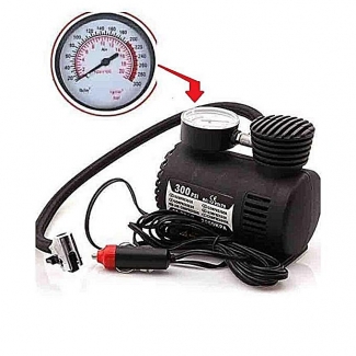 Portable DC 12V Electric Air Compressor with Built-in 300psi Analog Pressure Gauge and Dashboard Lighter Plug