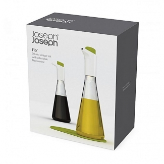 Oil and Vinegar Cruet Set with Adjustable Flow Control, 11 oz Each, Green