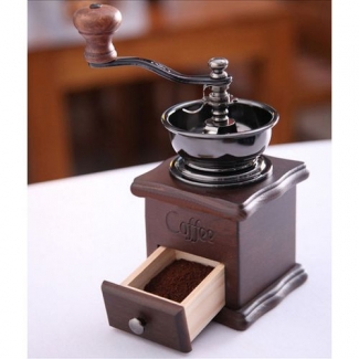 Manual Grinding Machine with Wood Stand, Metal and Bronze Bowls for Coffee and Spices Price in Pakistan | LAPTAB