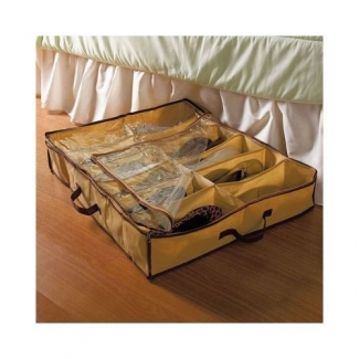 12 Shoes Closet Organizer with Clear Zip Cover, Breathable Material, 26.5