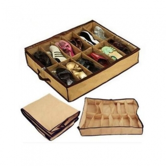 12 Shoes Closet Organizer with Clear Zip Cover, Breathable Material, 26.5