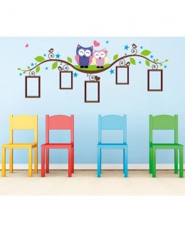 Owls Photo Frame Wall Stickers - Multicolour