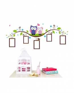 Owls Photo Frame Wall Stickers Multicolour Vinyl for Children's Living Room Price in Pakistan | LAPTAB