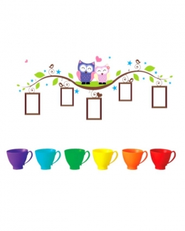 Owls Photo Frame Wall Stickers Multicolour Vinyl for Children's Living Room Price in Pakistan | LAPTAB
