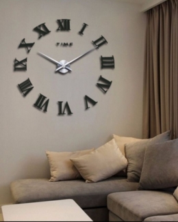 Acrylic Roman Wall Clock Black with EVA Foam and Mirror Material, Removable, Non-Toxic Price in Pakistan | LAPTAB