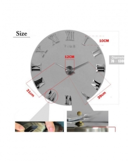 Acrylic Roman Wall Clock Black with EVA Foam and Mirror Material, Removable, Non-Toxic Price in Pakistan | LAPTAB