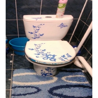 Bathroom Toilet Sticker Blue - Multi-Part Puzzle Design for Easy Application Price in Pakistan | LAPTAB