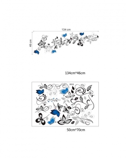 Flower Vine Wall Sticker Blue 130 cm Waterproof Sunscreen Non-Toxic Price in Pakistan | LAPTAB