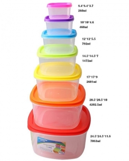 Pack of 7 Multicolor Square Food Storage Containers with Nesting Design, Dishwasher Safe Price in Pakistan | LAPTAB
