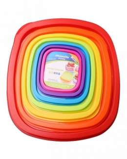 Pack of 7 Multicolor Square Food Storage Containers with Nesting Design, Dishwasher Safe Price in Pakistan | LAPTAB
