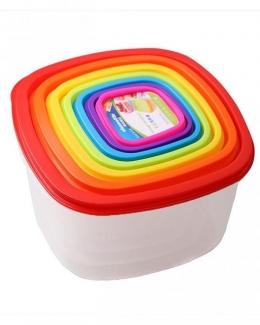 Pack of 7 Multicolor Square Food Storage Containers with Nesting Design, Dishwasher Safe Price in Pakistan | LAPTAB