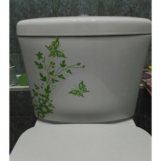 Bathroom Toilet Sticker Green - Premium Quality Decorative Bathroom Decal Price in Pakistan | LAPTAB
