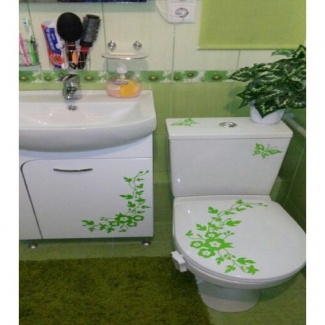 Bathroom Toilet Sticker Green - Premium Quality Decorative Bathroom Decal Price in Pakistan | LAPTAB