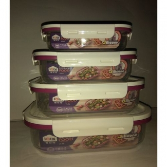 Pack of 4 Square Food Storage Containers with BPA-Free Locking Lids, Nesting Design