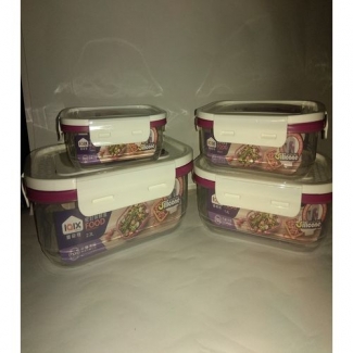 Pack of 4 Square Food Storage Containers with BPA-Free Locking Lids, Nesting Design Price in Pakistan | LAPTAB
