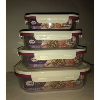Pack of 5 Purple Square Food Storage Containers with BPA-Free Locking Lids, Various Sizes