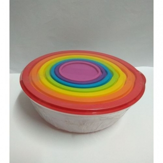 Pack of 7 Round Plastic Food Storage Containers with Lids, Multicolor Price in Pakistan | LAPTAB