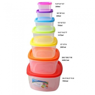 Pack of 7 Round Plastic Food Storage Containers with Lids, Multicolor Price in Pakistan | LAPTAB