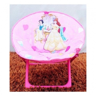 Disney Princess Foldable Saucer Chair for Kids, Portable and Durable Pink Seat