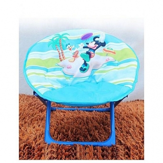 Disney Mickey & Donald Foldable Saucer Chair for Kids, Portable Blue Seat