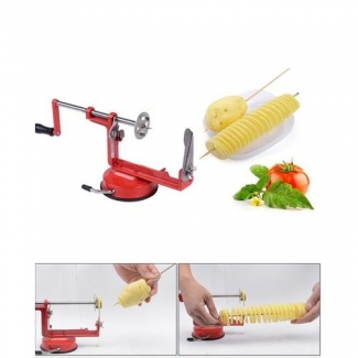 Spiral Potato Slicer - Stainless Steel Twisted Cutter with Suction Base, Red Price in Pakistan | LAPTAB
