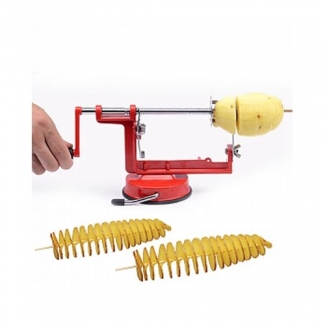 Spiral Potato Slicer - Stainless Steel Twisted Cutter with Suction Base, Red Price in Pakistan | LAPTAB