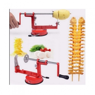 Spiral Potato Slicer - Stainless Steel Twisted Cutter with Suction Base, Red Price in Pakistan | LAPTAB