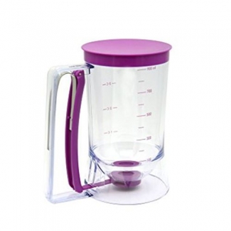 Baking Batter Dispenser Purple with Quick Release Handle and Measuring Guide