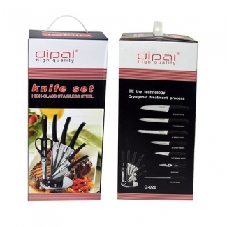 Dipai High Quality Stainless Steel Kitchen Knife Set with Scissors, Sharpener, Cutting Board, and Wooden Block Price in Pakistan | LAPTAB