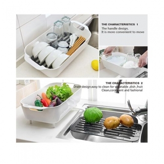 Multi-Function Plastic Dish Rack in White, Durable PP Material for Kitchen Use Price in Pakistan | LAPTAB