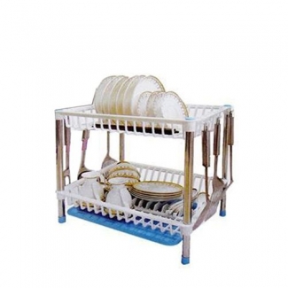 Multi Function Dish Rack Double with Removable Tray, Food Grade Material, Large Capacity