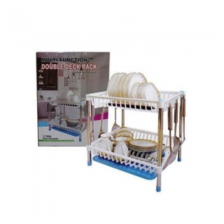 Multi Function Dish Rack Double with Removable Tray, Food Grade Material, Large Capacity Price in Pakistan | LAPTAB