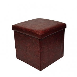 Folding Storage Ottoman Foot Rest & Stool - Maroon