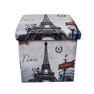Folding Storage Ottoman Foot Rest & Stool with Eiffel Tower Design, Durable and Comfortable Price in Pakistan | LAPTAB